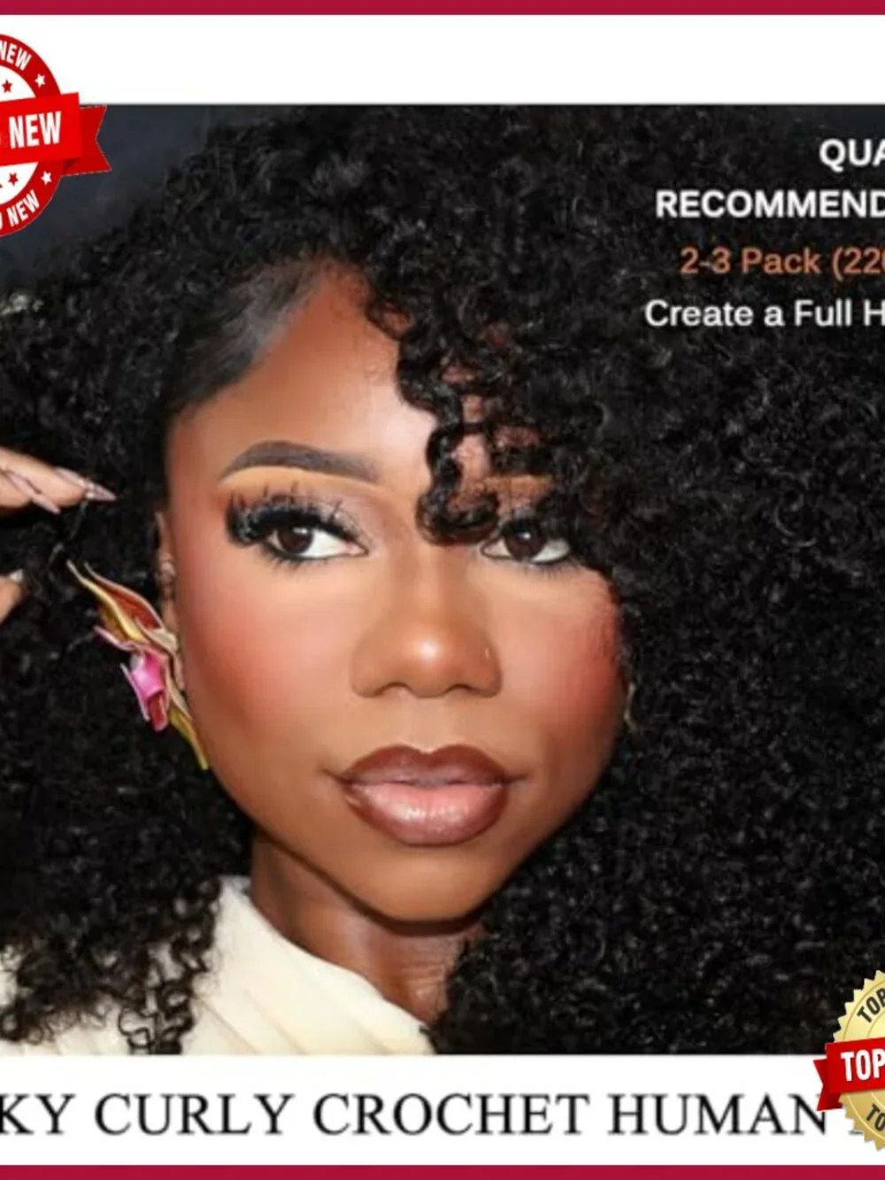 Human Hair Extensions 18 Inch Kinky Curly Crochet Braiding 110g